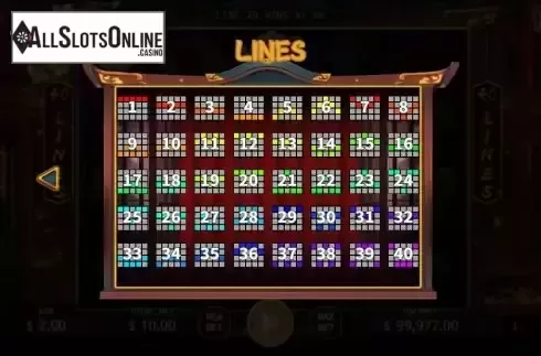 Paylines screen