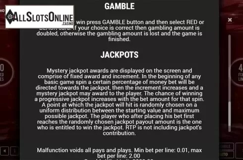 Paytable 3. Crystal Hot 40 from Fazi