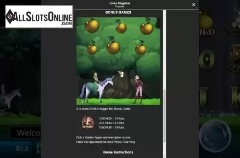 Bonus game screen. Elves Kingdom (Manna Play) from Manna Play