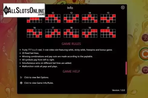 PayLines screen