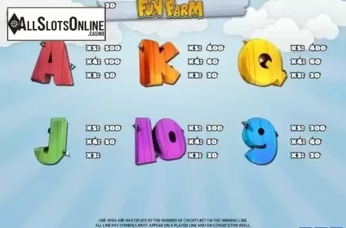 Paytable 2. Fun Farm from PlayPearls