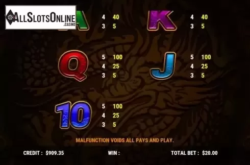 Paytable screen 2