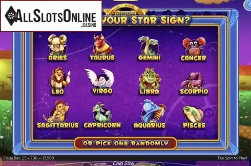 Heroes screen. Horoscope Heroes from Gamesys