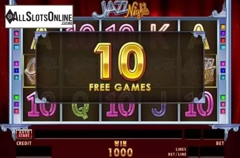 Free Spins screen. Jazz Nights from Merkur