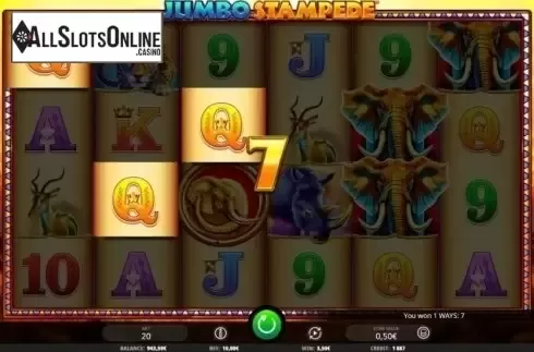 Win Screen. Jumbo Stampede from iSoftBet