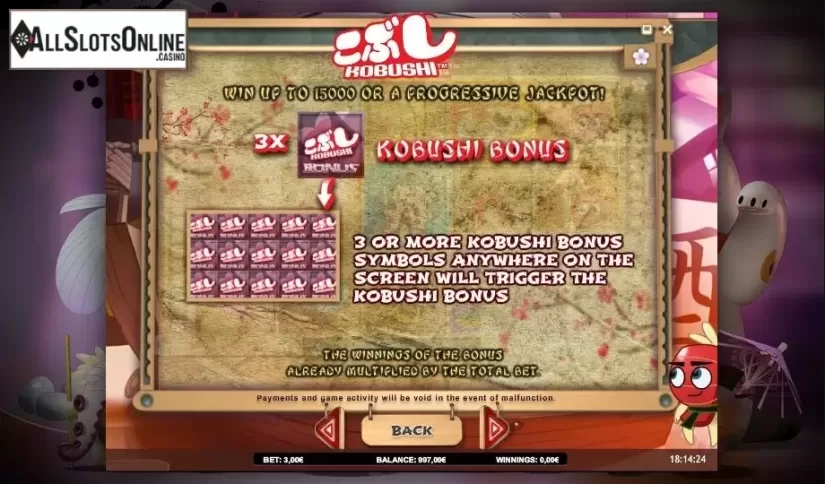 Paytable 5. Kobushi from iSoftBet