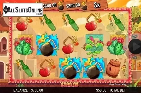 Free spins screen. La Bomba from Side City
