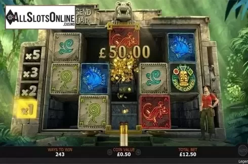 Cascading win screen 3. Legend of the Jaguar from SUNFOX Games