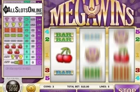 Game Workflow screen. Megawins from Rival Gaming