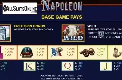Paytable 2. Napoleon (JDB168) from JDB168