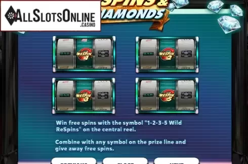Paytable 2. Respins & Diamonds from Red Rake