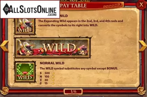 Paytable 1. Rome from Red Rake