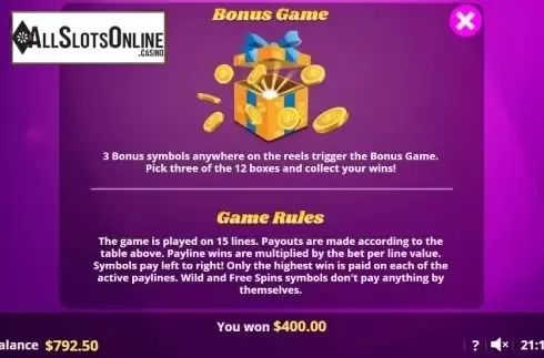Paytable 3. SpinJoy Society from Lady Luck Games