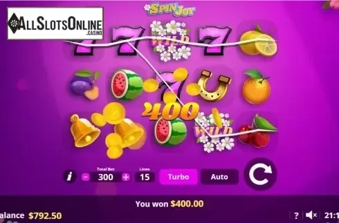 Win screen 3. SpinJoy Society from Lady Luck Games