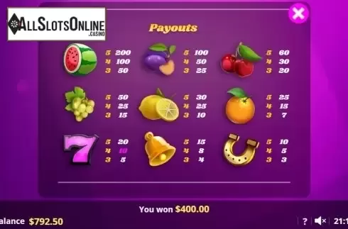 Paytable 2. SpinJoy Society from Lady Luck Games