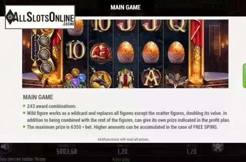 Game Features screen