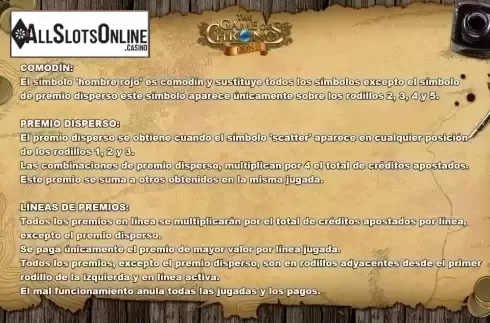 Paytable 3. The Game of Chronos Lion from R. Franco