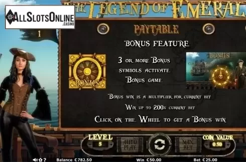 Paytable 4. The Legend of Emerald from Join Games
