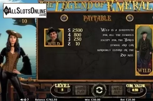 Paytable 3. The Legend of Emerald from Join Games