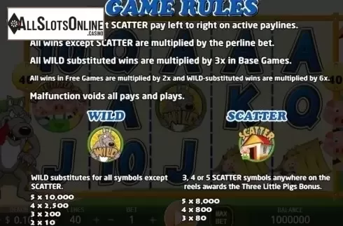 Paytable 1. Three Little Pigs from KA Gaming