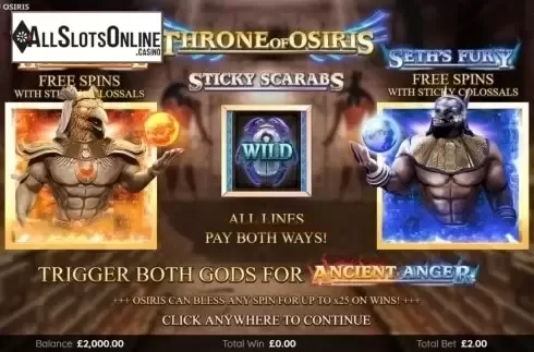 Start Screen. Throne of Osiris from Endemol Games