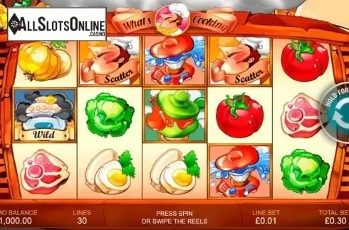 Game Workflow screen. What's Cookin from Playtech