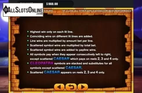 Game Rules. Wild Cleopatra Deluxe from GMW