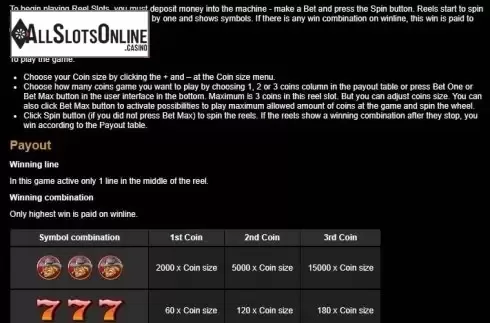 Paytable 1. Wild Wild Bill from Tom Horn Gaming