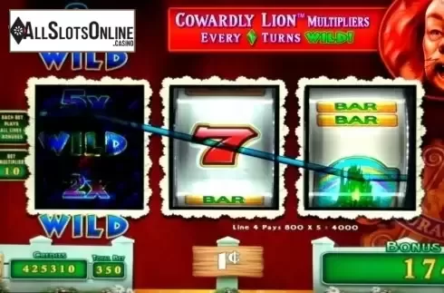 Multiplier screen . Wizard of Oz Road to Emerald City from WMS