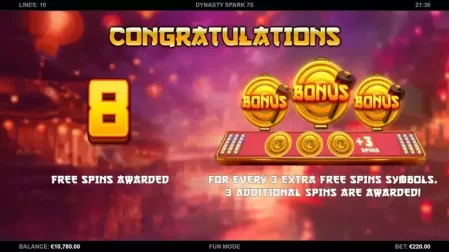 Dynasty Spark 7s slot screenshot 2
