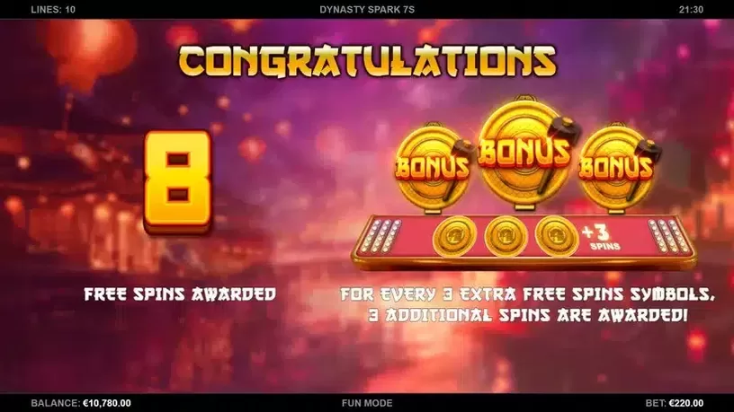 Dynasty Spark 7s slot screenshot 2