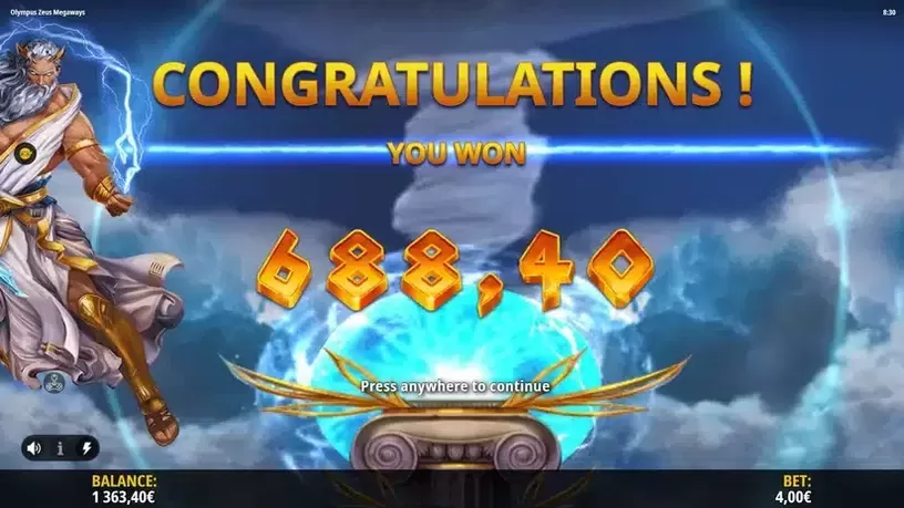 Olympus Zeus Megaways slot screenshot 7