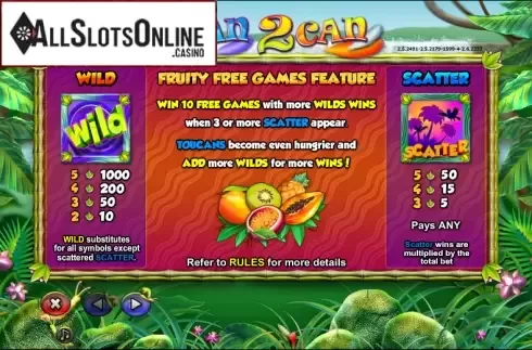 Paytable 1. 1 Can 2 Can from NextGen