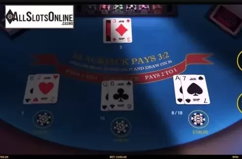 Game Screen. 3 Hand Blackjack (HungryBear) from HungryBear