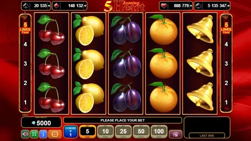 5 Burning Heart slot screenshot 1