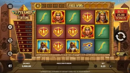 9 Pyramids of Fortune slot screenshot 1