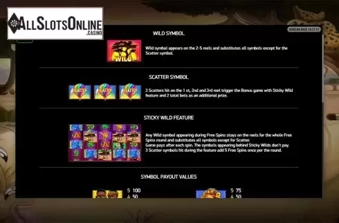 Paytable . African Wild (Playreels) from Playreels