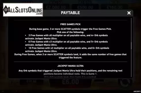 Features screen