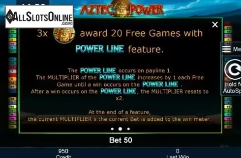 Paytable 2. Aztec Power from Greentube