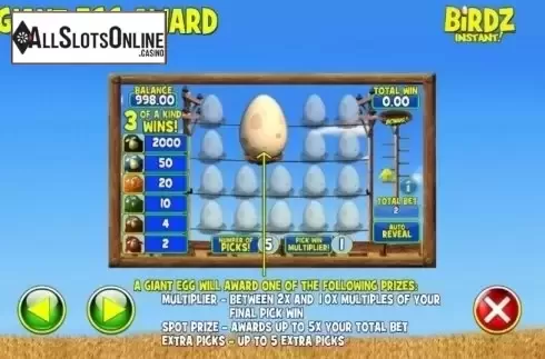 Info. Birdz Instant Win from Games Warehouse