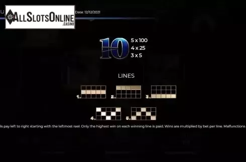 Paylines screen