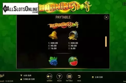 Paytable screen 2