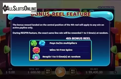 Features screen. Candy Mania from KA Gaming