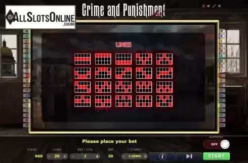 Paylines screen