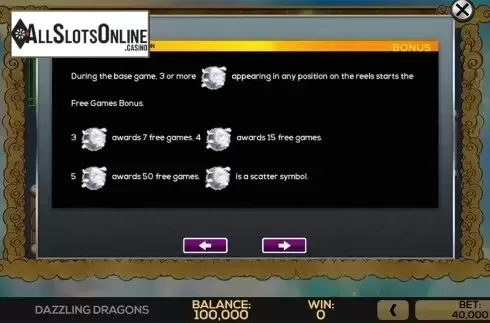 Paytable . Dazzling Dragons from High 5 Games