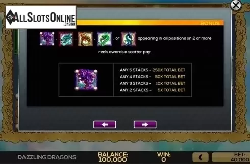 Paytable 3. Dazzling Dragons from High 5 Games