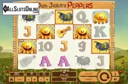 Wild Win screen. Don Juan's Peppers from Tom Horn Gaming