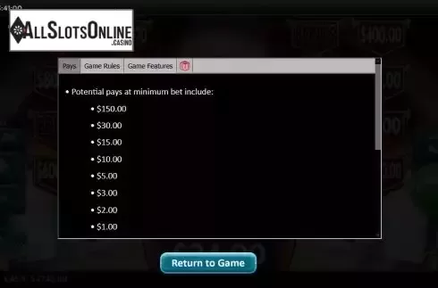 Potential pays screen