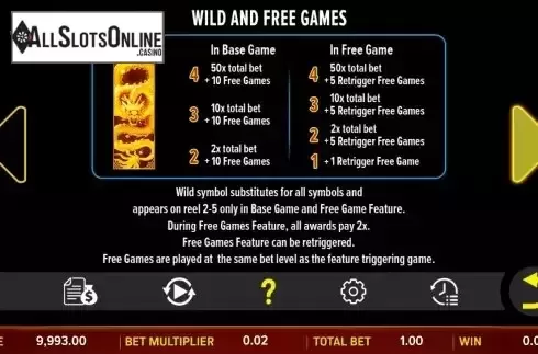 Game Features screen