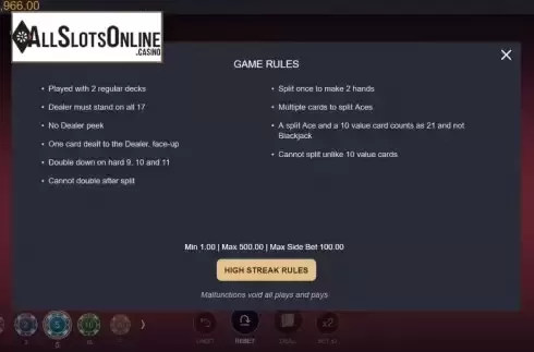 Game Rules screen